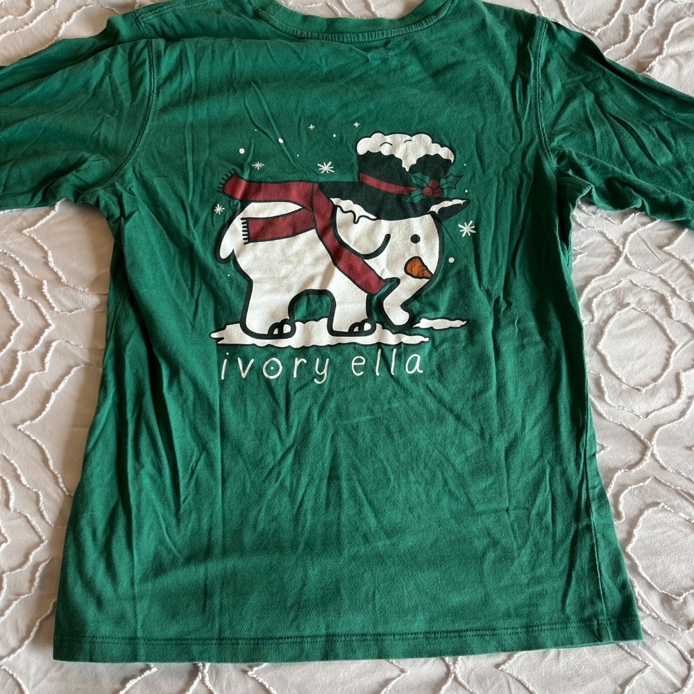 Ivory Ella Signature Long Sleeved T-shirt - Holiday Snowman